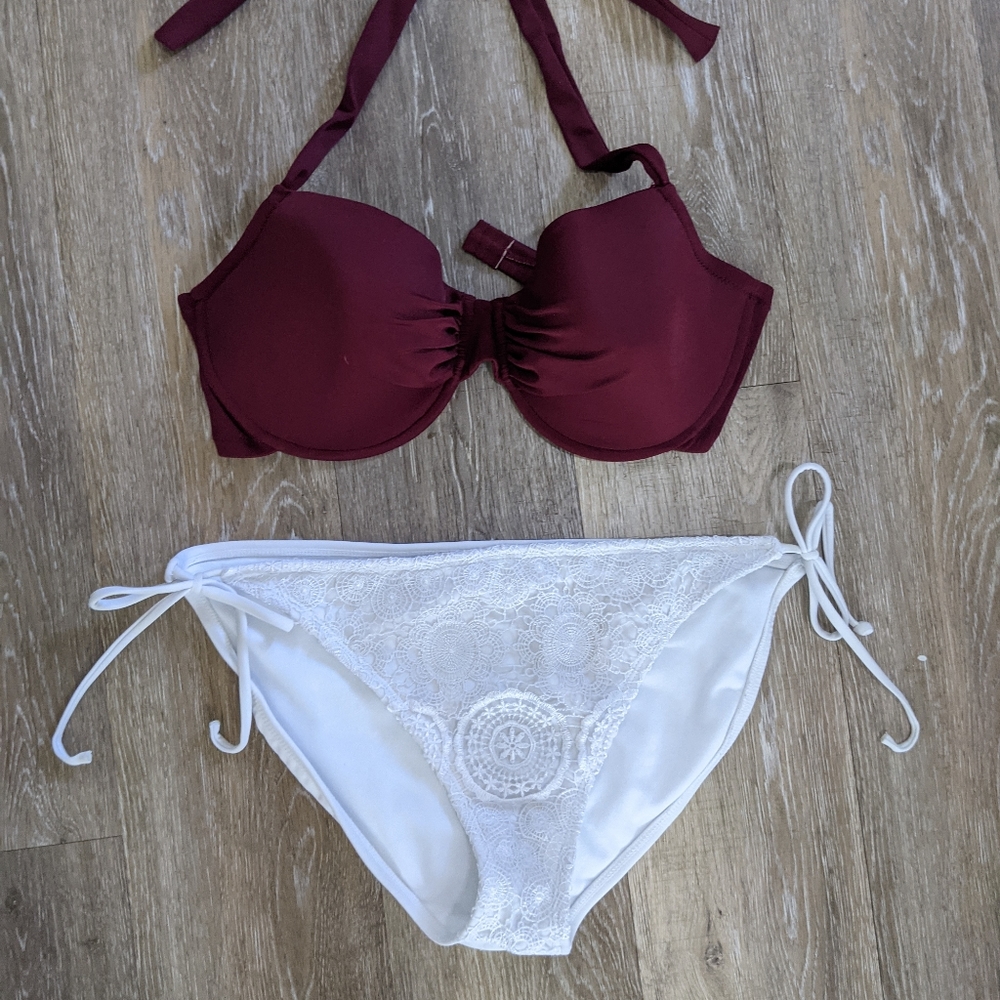 J. Crew bikini top 36D & xhilaration white bottoms